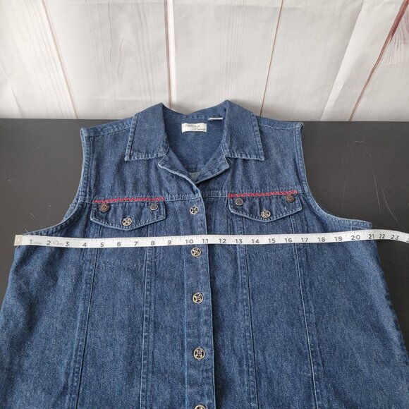 Allison Lane Y2K Vintage Denim 100% Cotton Embroidered Vest, Women’s L, EUC - Picture 7 of 8